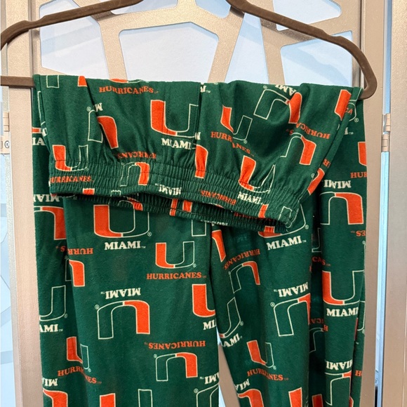 Green Miami Hurricanes fleece pants kids 10/12 - Picture 2 of 3